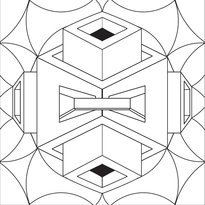 3D Geometric Patterns Coloring Pages