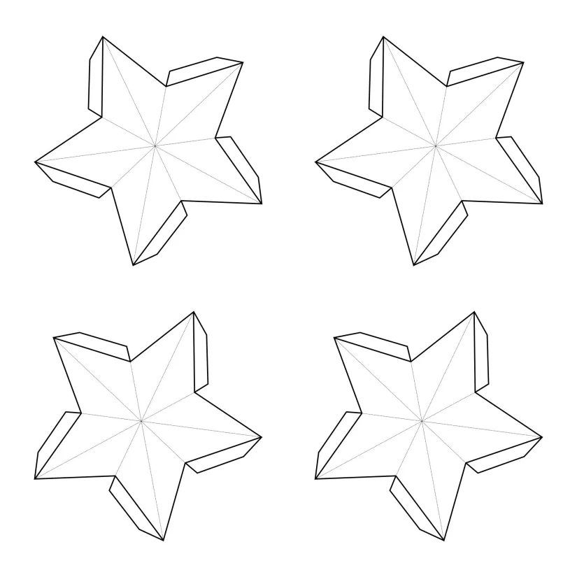 3D Star Printable Templates & Coloring Pages