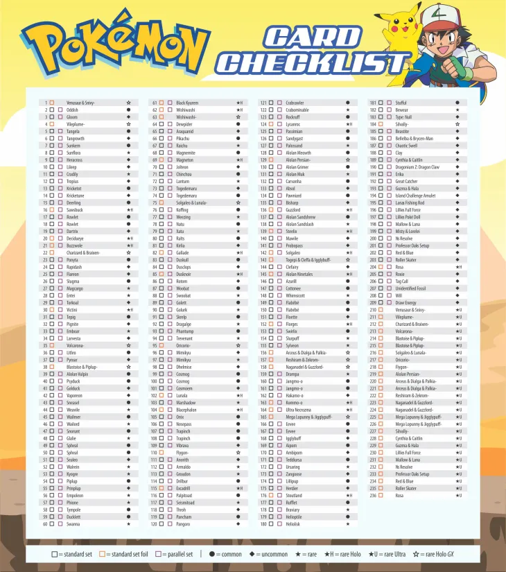 All Pokemon Checklist Printable