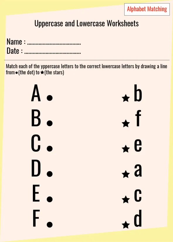 Alphabet Uppercase and Lowercase Matching Worksheet