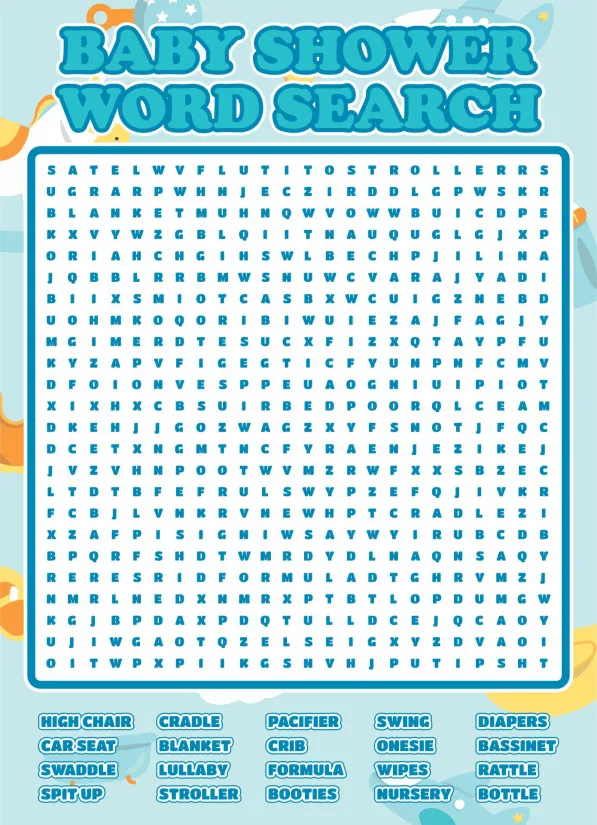 Baby Shower Word Search Puzzle