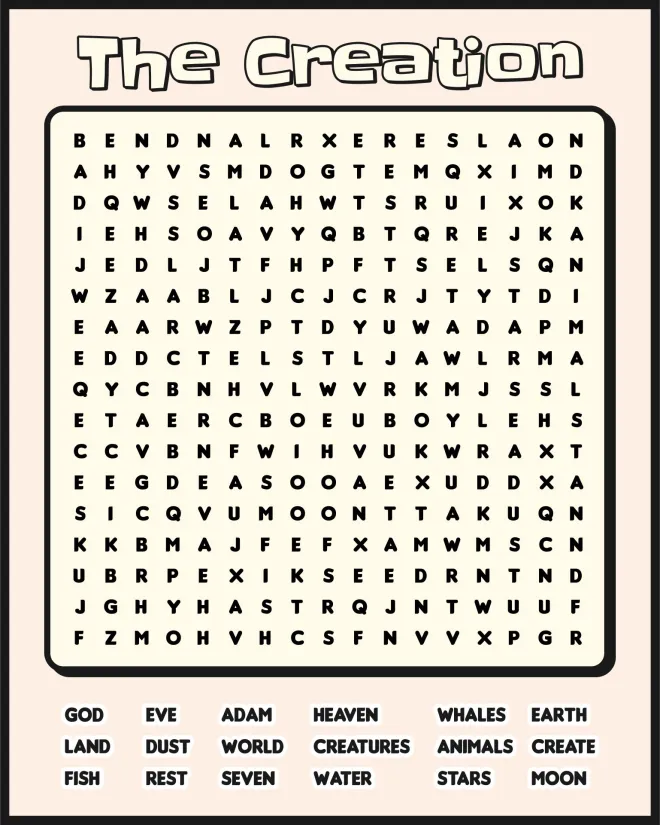 Bible Creation Word Search