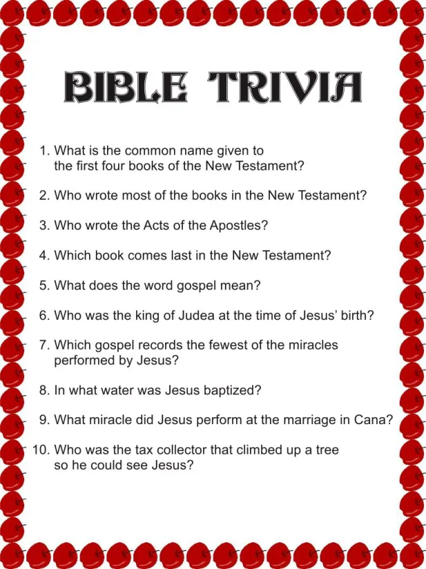 Bible Trivia Game Questions