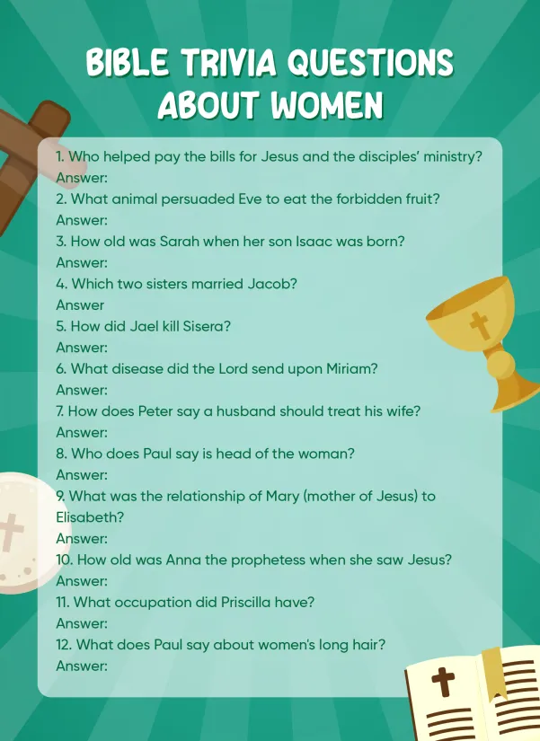 Bible Trivia Questions About Women Printable