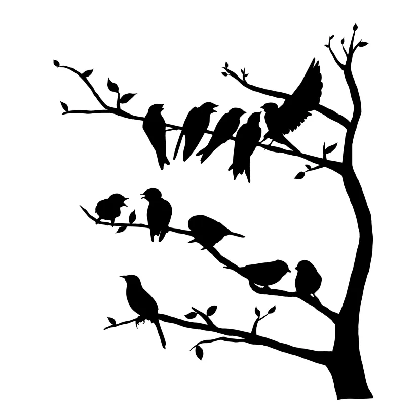 Bird On Branch Silhouette Template