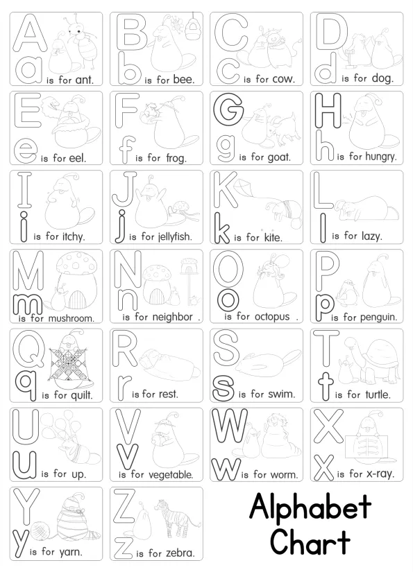 Black and White Alphabet Chart Printable