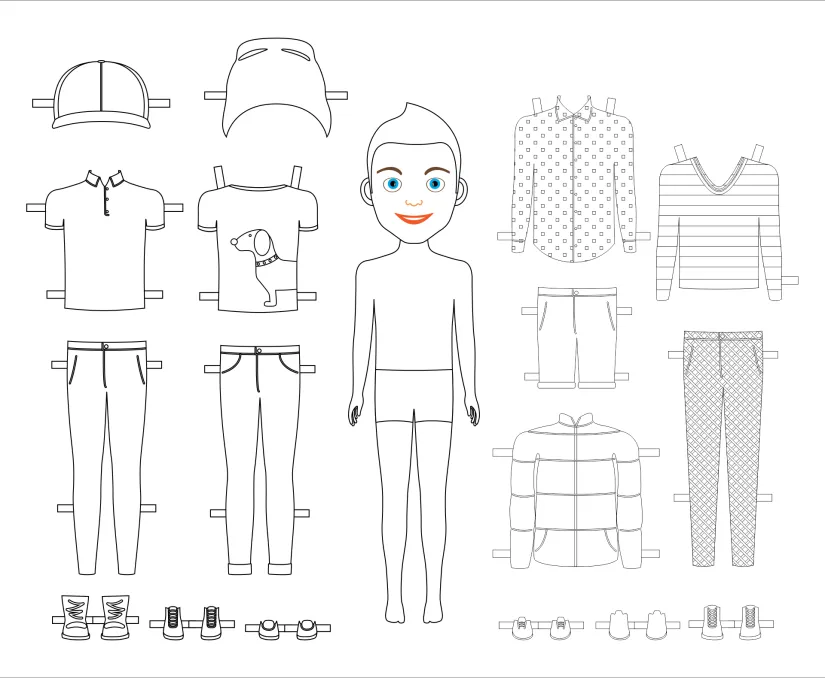 Black and White Paper Dolls to Print