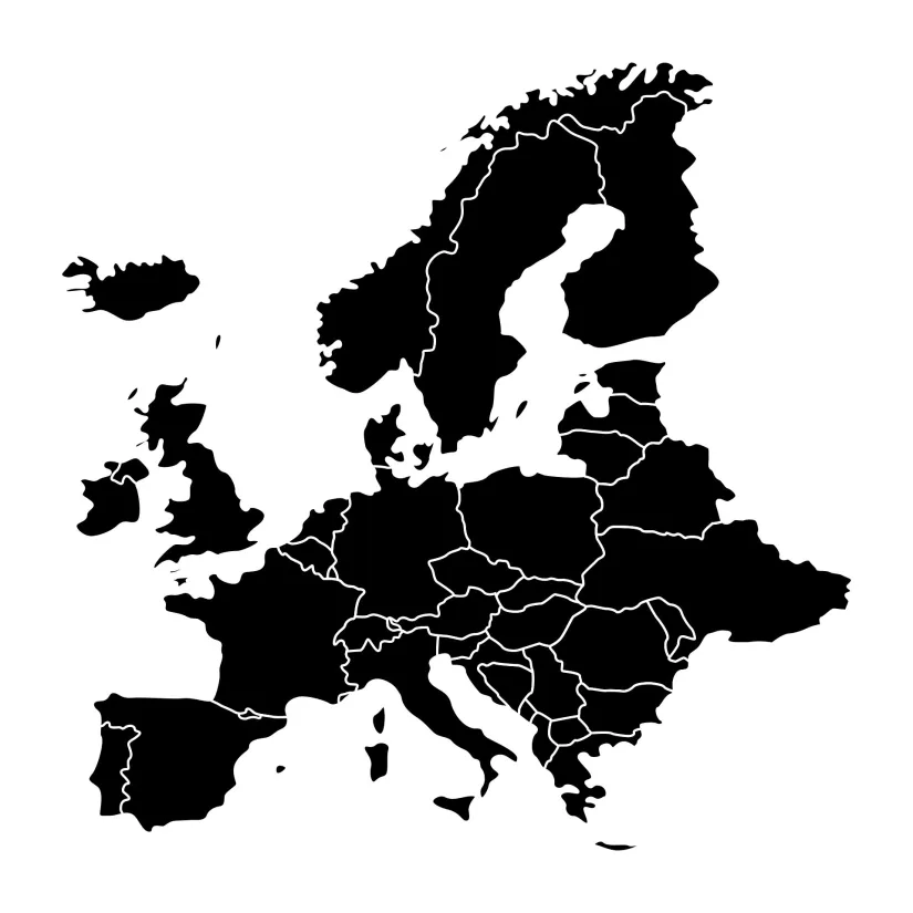 Black And White Printable Europe Map