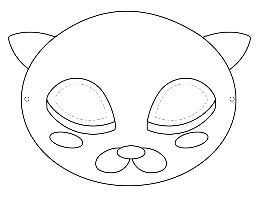 Black Cat Mask Outline Halloween Coloring Pages Printable