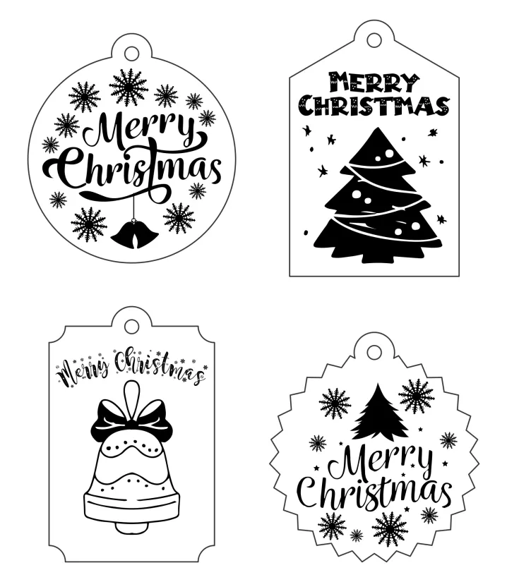 Black & White Modern Christmas Gift Tags Printable