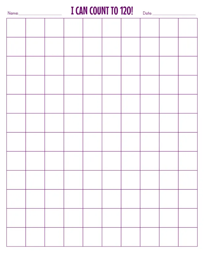 Blank 120 Chart Worksheet