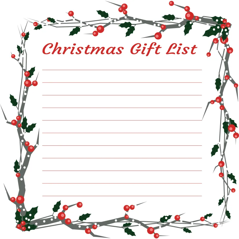 Blank Christmas Wish List Printable