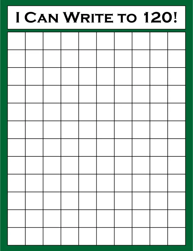 Blank Number Chart To 120
