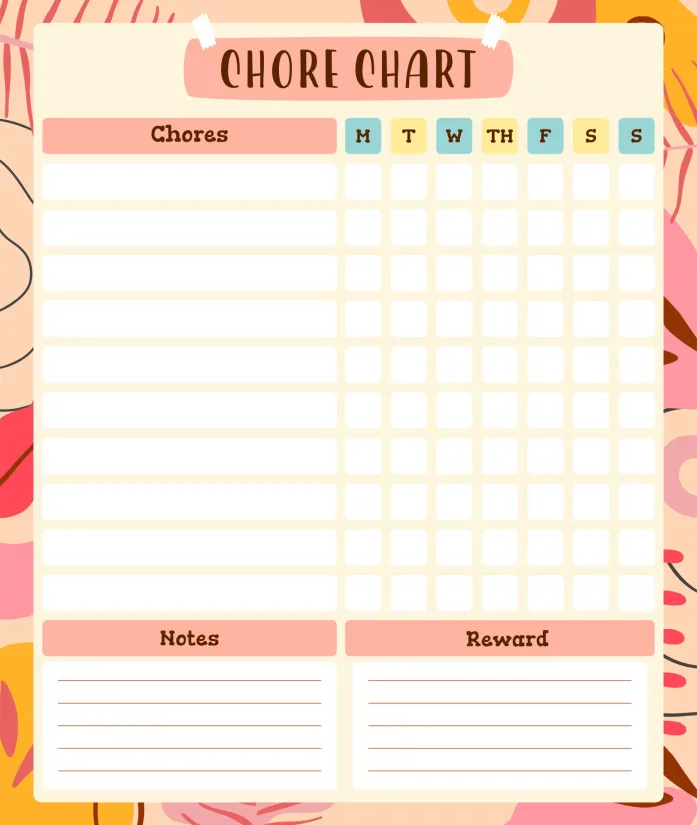 Blank Printable Chore Chart Template