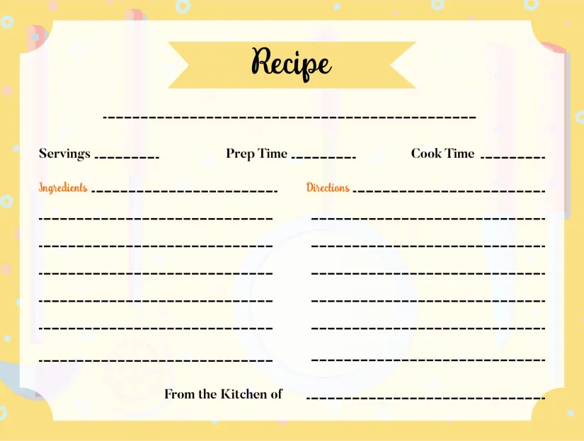 Blank Recipe Card Templates Printable