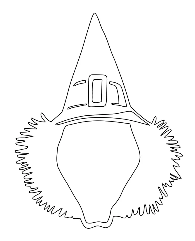 Blank Witch Face In Hat Coloring Pages
