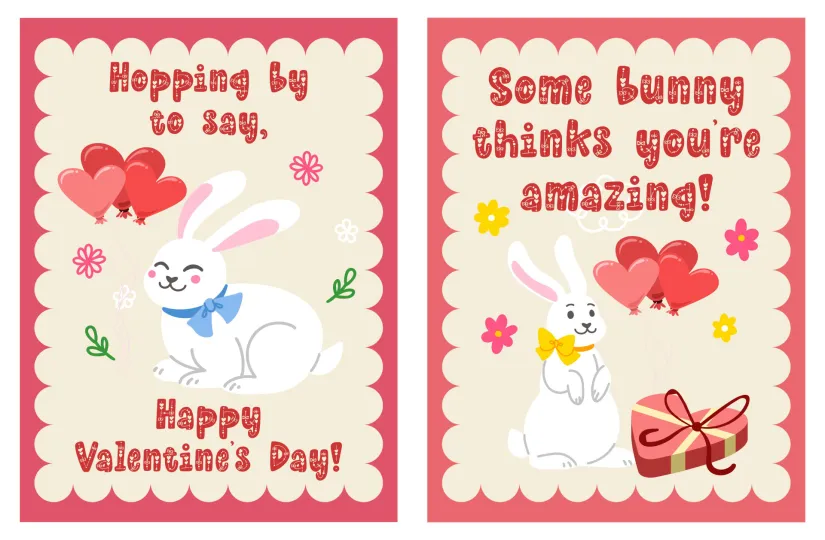Bunny Valentines Day Cards Printable