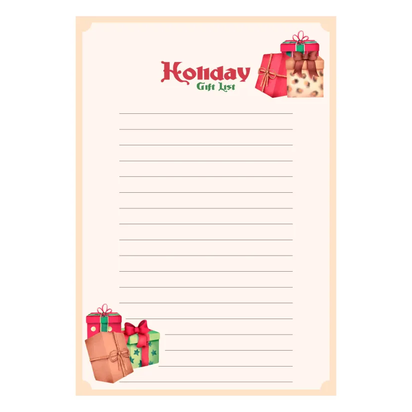 Christmas Gift Wish List For Kids Printable