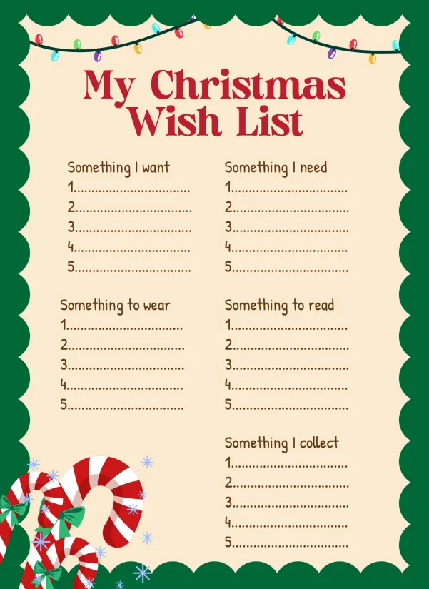 Christmas List Printable Template