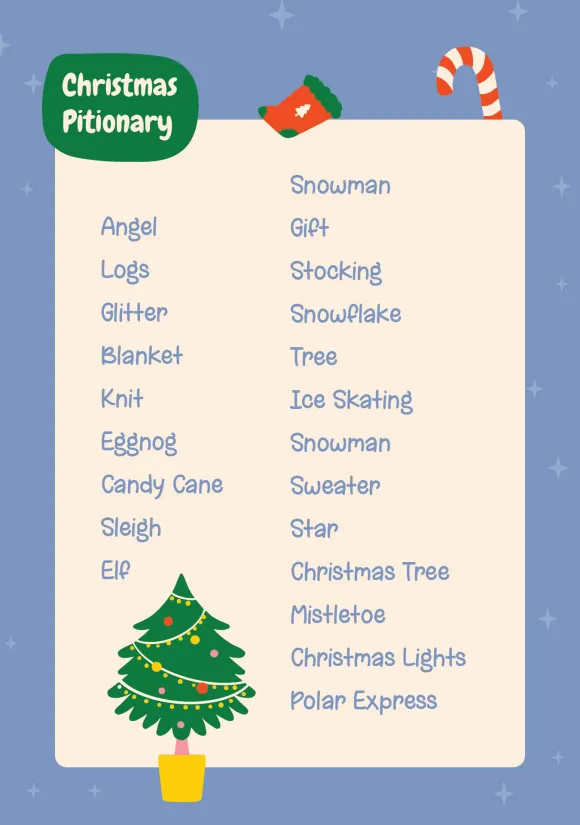 Christmas Pictionary Word List