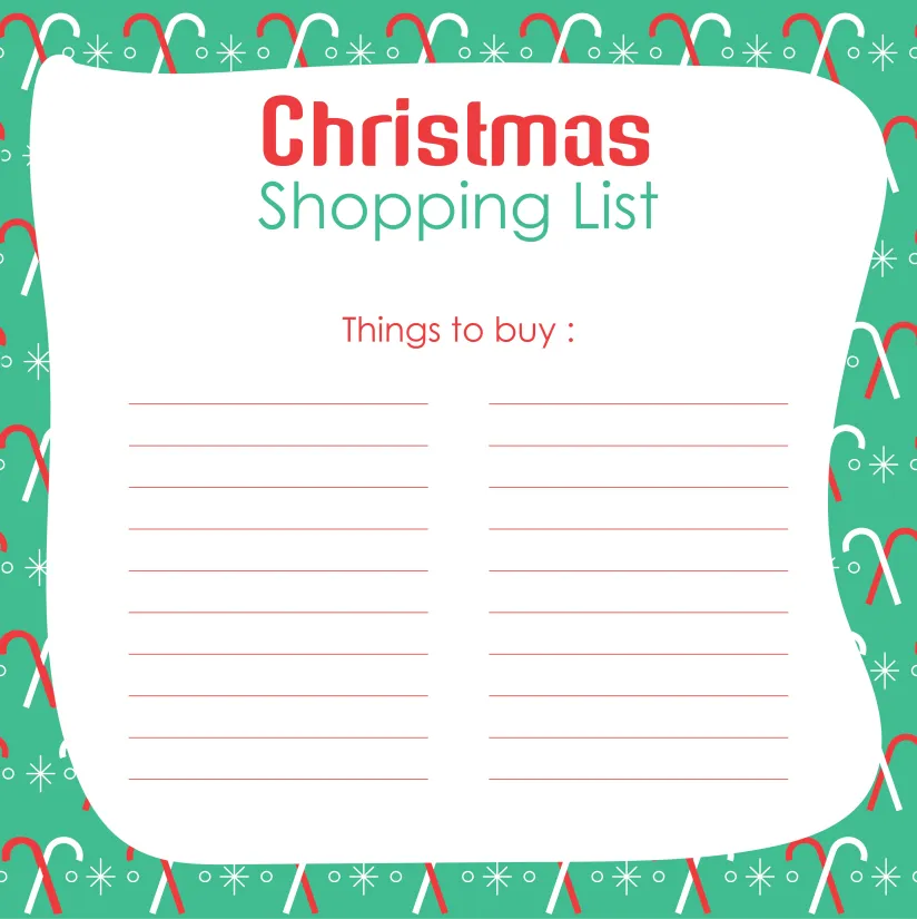 Christmas Shopping List Template Printable