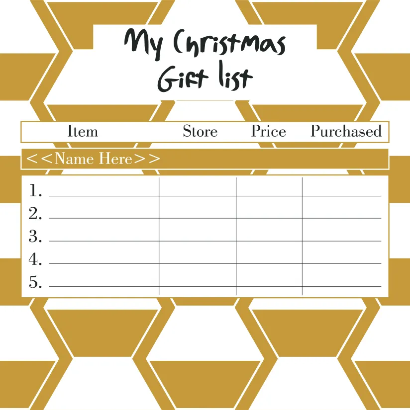 Christmas Shopping List Template