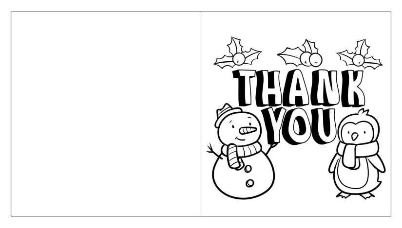 Christmas Thank You Cards Printable Coloring Page