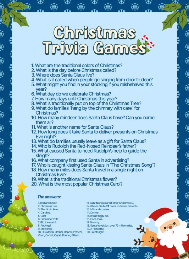 Christmas Trivia Games For The Family Printables