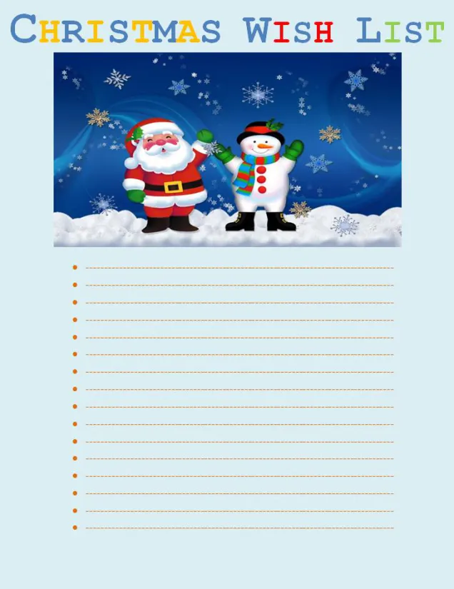 Christmas Wish List Template