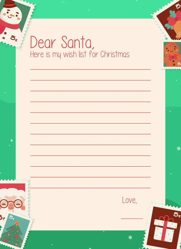 Christmas Wish List To Santa Printable