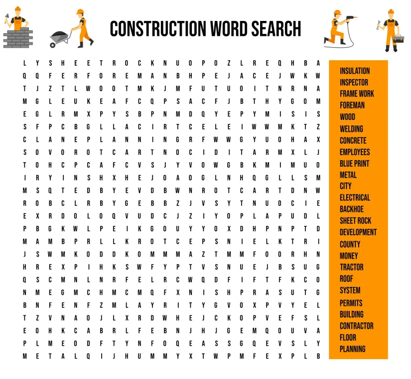 Construction Word Search Puzzles
