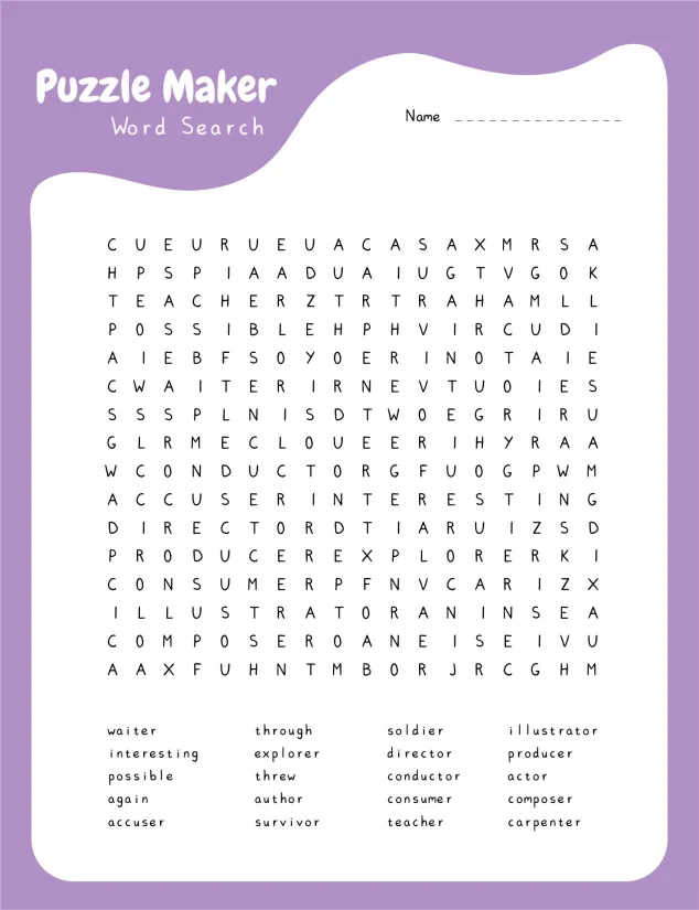 Create Printable Word Search