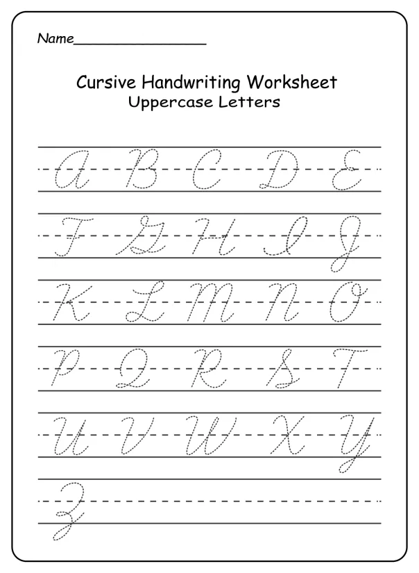 Cursive Handwriting Alphabet Worksheets