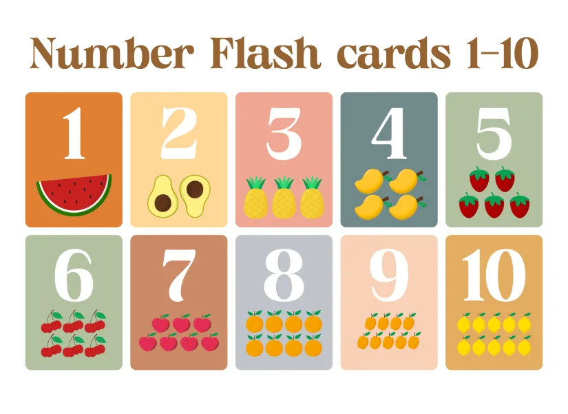 Cute Number Flash Cards Printable 1-10