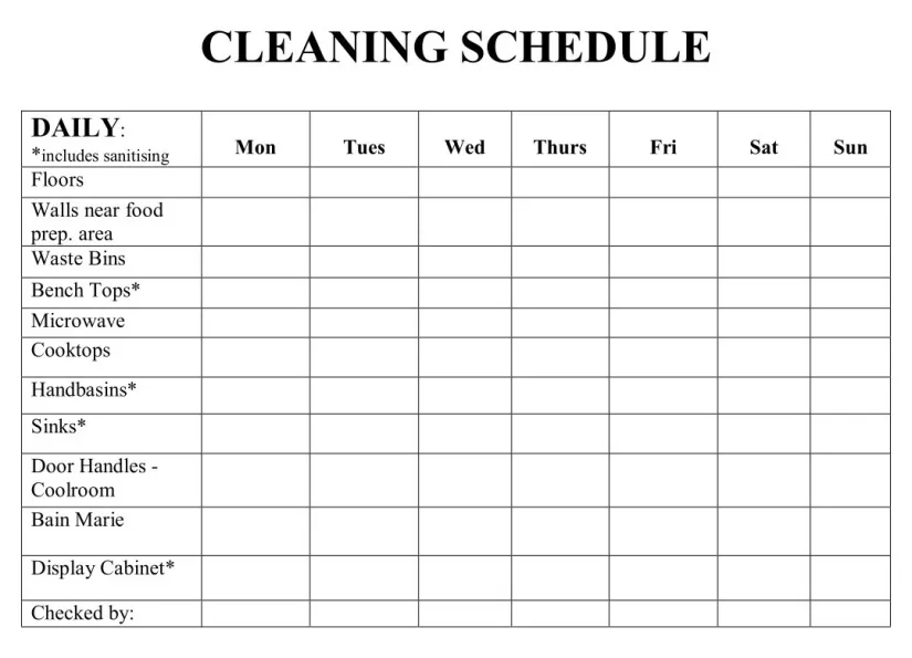 Daily House Cleaning Checklist Templates