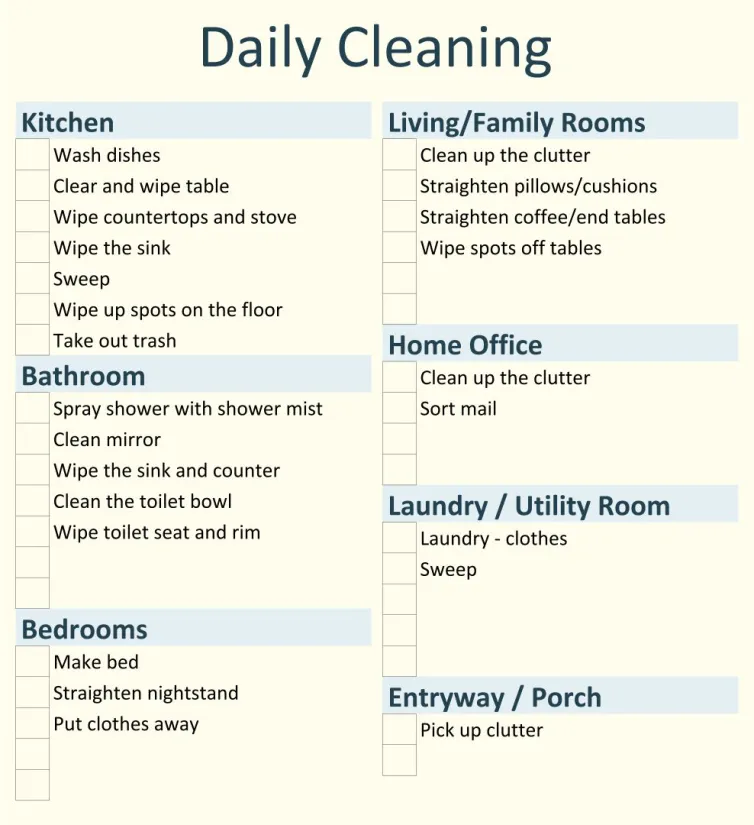 Daily Kitchen Cleaning Checklist