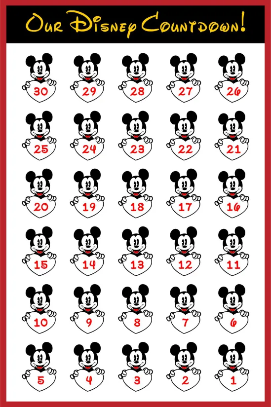 Disney Printable Countdown Numbers