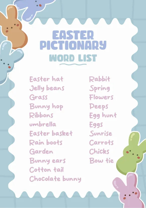 Easter Pictionary Word List