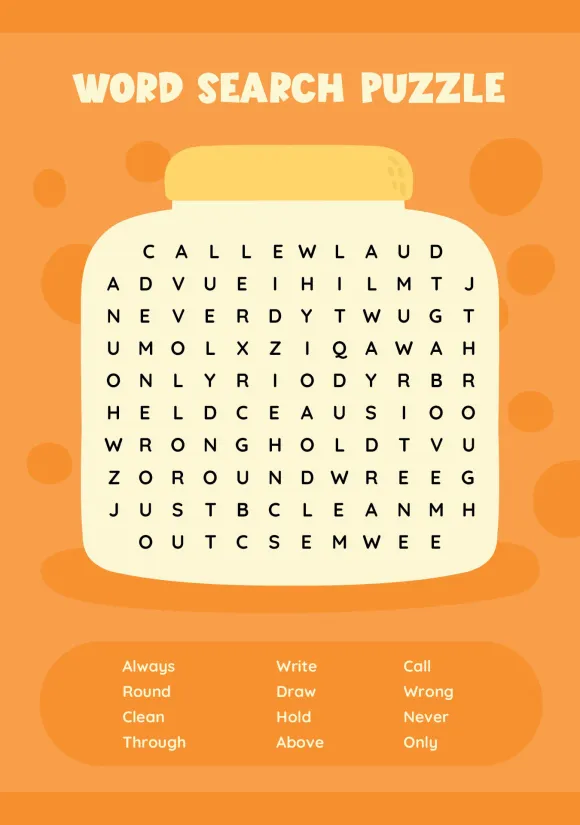 Easy Large Print Word Search Printable