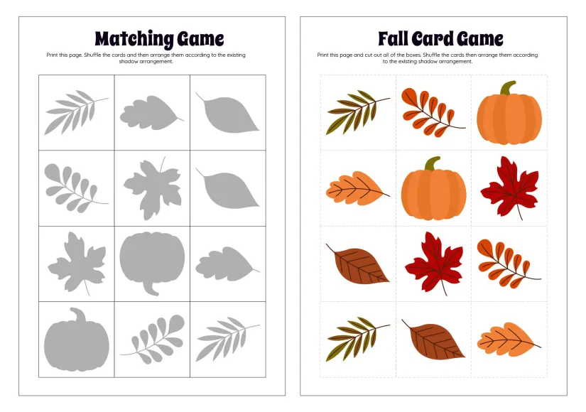 Fall Matching Game Printable