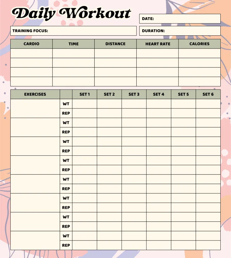 Fitness Journal Printable And Workout Log