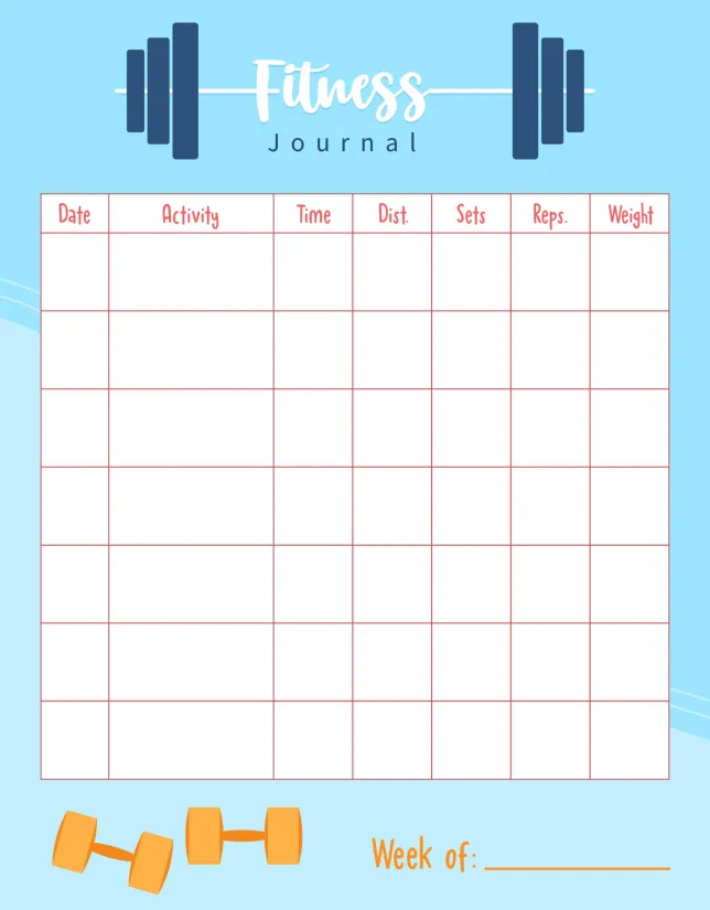 Fitness Journal Template Printable