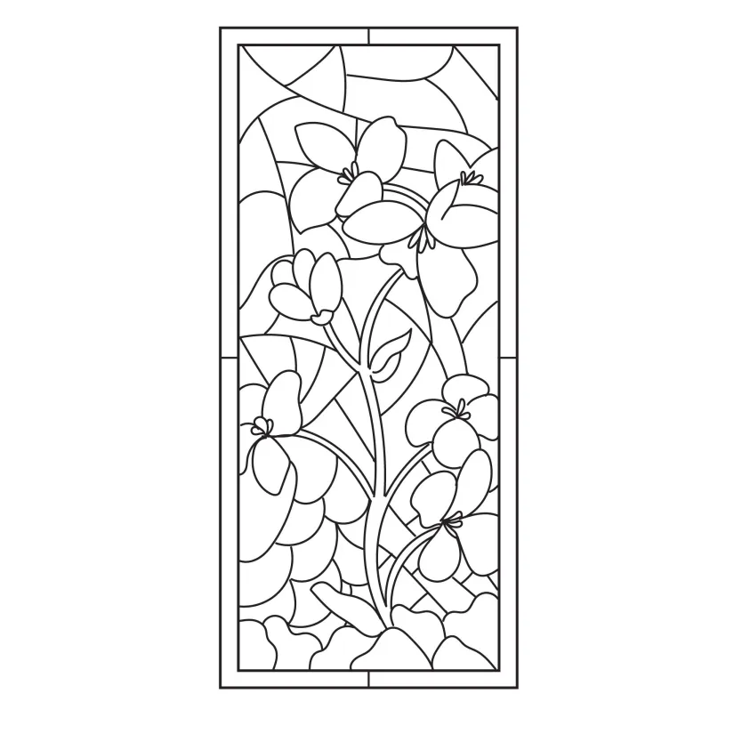 Flower Stained Glass Coloring Pages