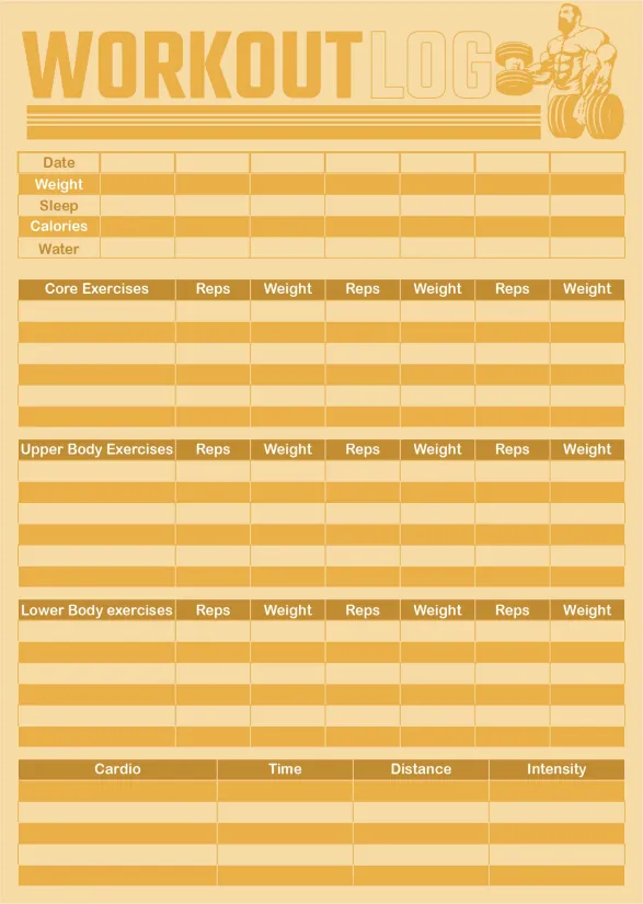 Food Exercise Journal Template