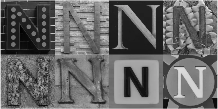 Black and White Alphabet Photography Letter N