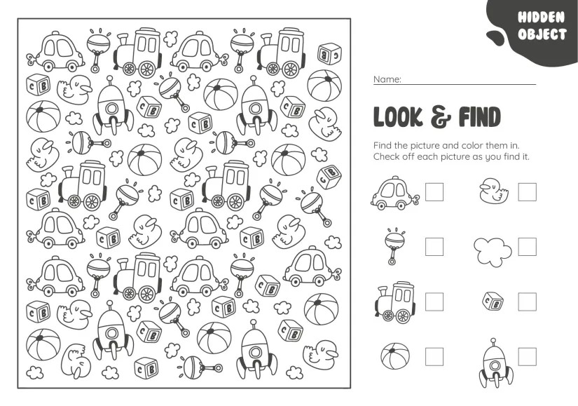 Hidden Object Printable Worksheets