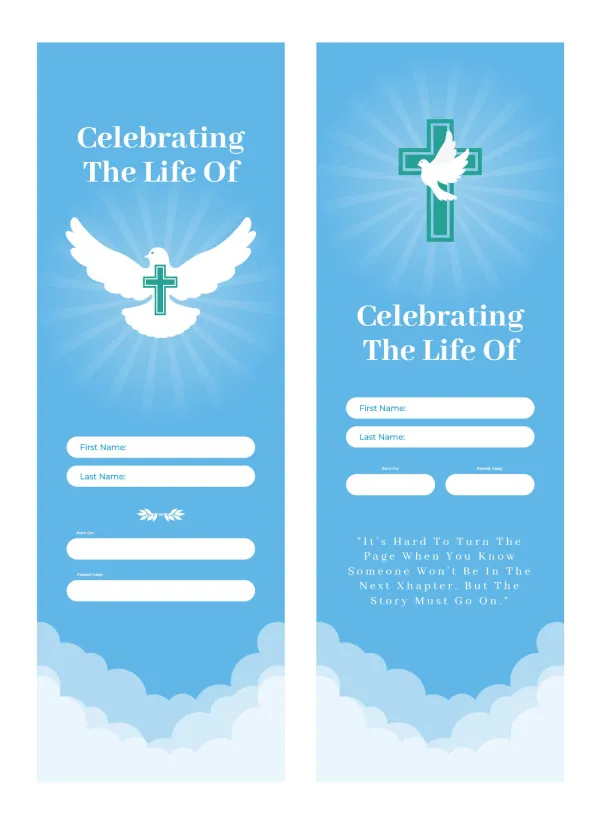 Memorial Bookmark Templates