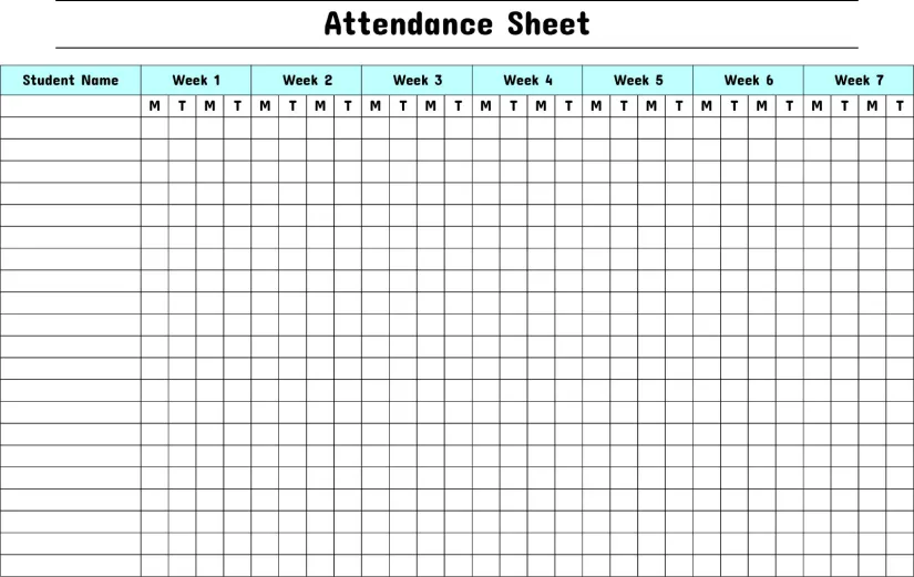 Printable Attendance Charts for Teachers