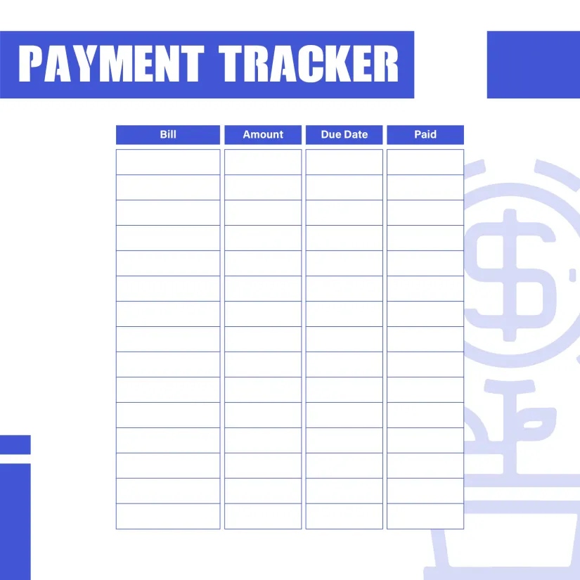 Printable Bill Tracker