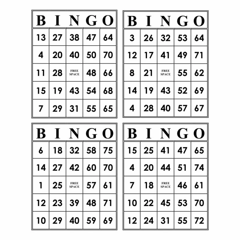 Printable Bingo Card Sheets